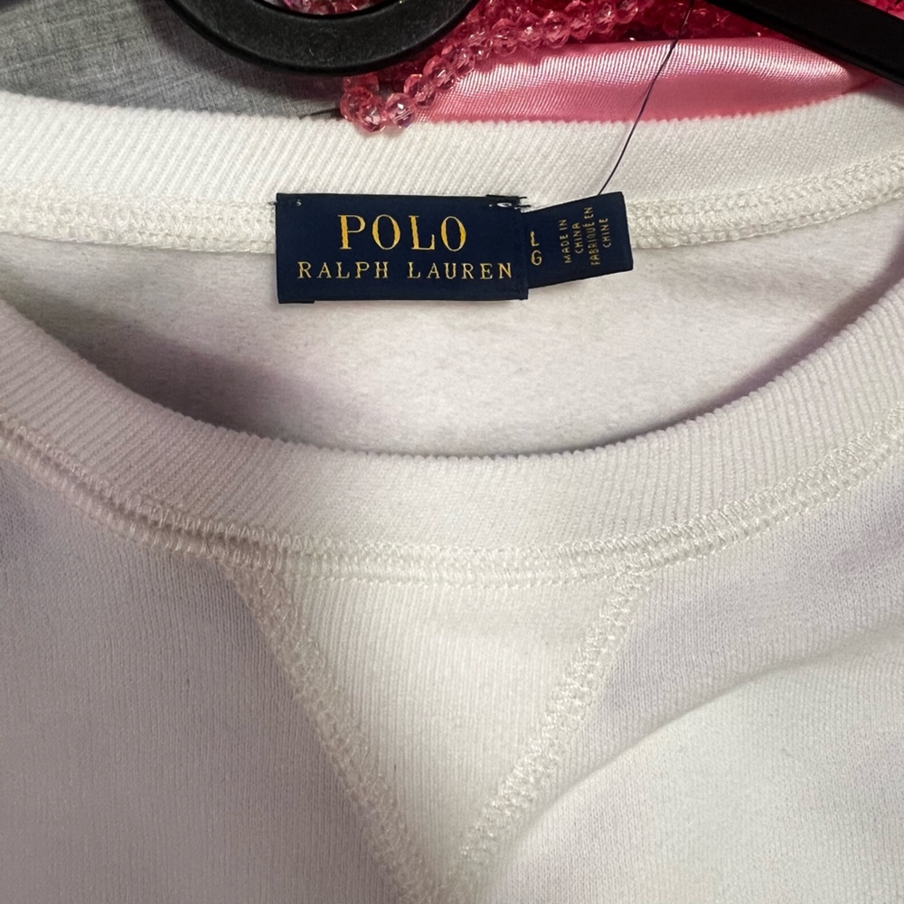 Polo Ralph Lauren Fleece Crewneck Pullover White L - Picture 4 of 8